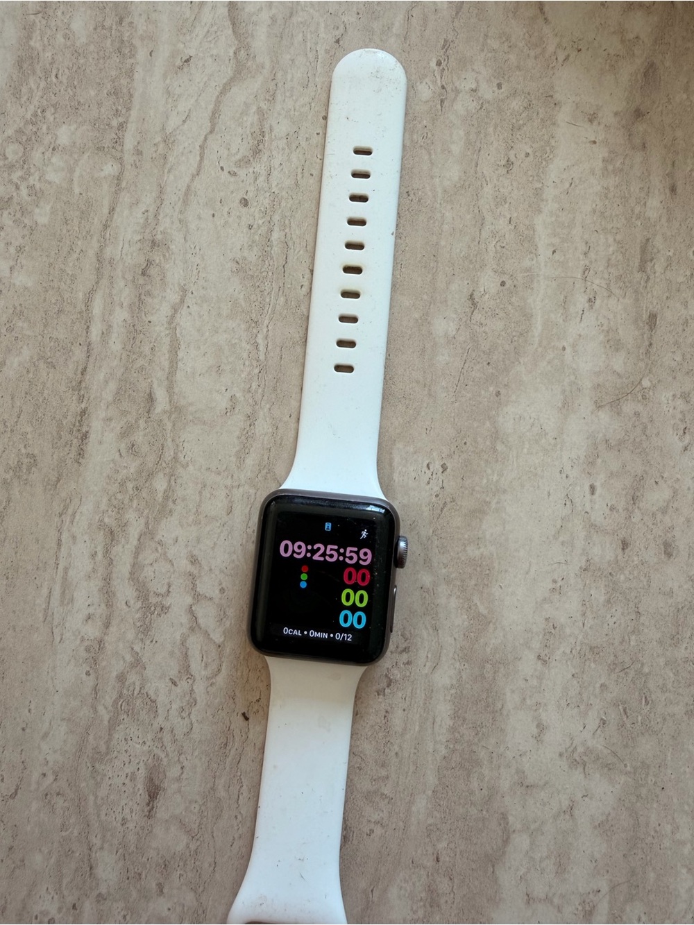 Apple Watch with White Sport Band and Black Case